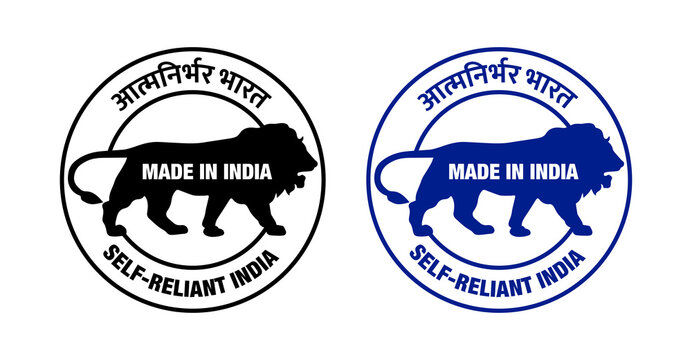 Self-Reliant India stamp. Made in India icon