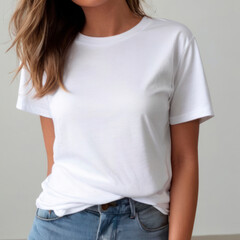 Obraz premium girl with white t-shirt. mockup