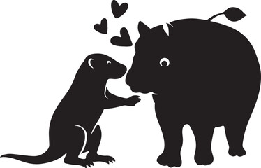 Animal love silhouette vector illustration design