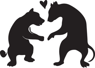 Animal love silhouette vector illustration design