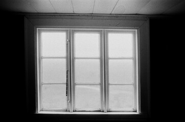 Old window on black and white film