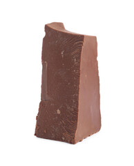 Piece of tasty milk chocolate isolated on white
