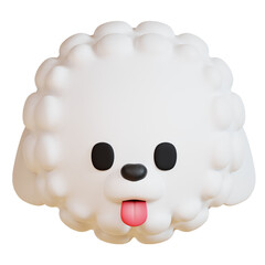 PNG 3D bichon frise icon isolated on a white background