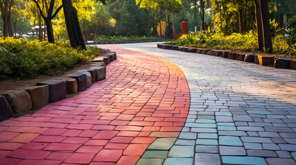 Walkway block stone color cement in the park