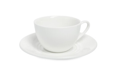 Ceramic cup with saucer isolated on white