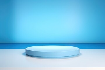 Elegant Blue Podium Background. Backdrop with Circular Display Platform