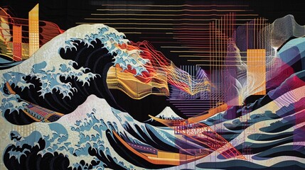 A tapestry of pulsating waves and geometric patterns, suggesting the dynamic nature of market fluctuations and adaptation.