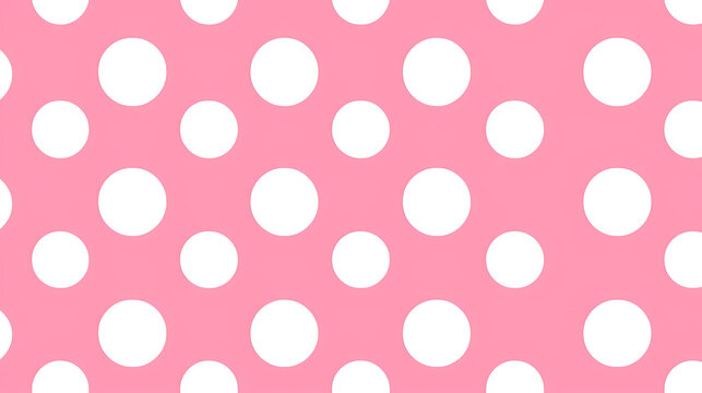 Pink and white watercolor polka dots seamless wallpaper background retro vintage design. endless decorative texture.