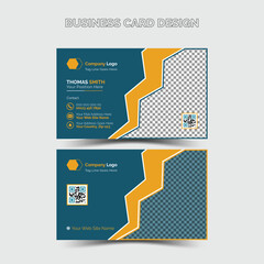 Obraz premium Modern and simple business card design Modern presentation card with company logo Vector business card template Visiting card for business and personal use Vector illustration design