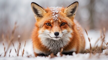 Obraz premium red fox in snow
