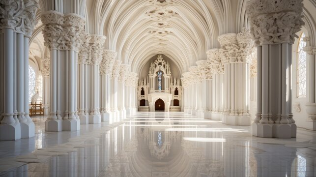 gothic style buddhist temple interior