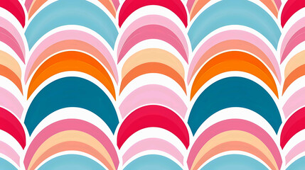 Colorful rainbows seamless wallpaper on a white background. endless decorative texture. colorful decorative element.