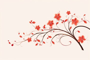 Vector of blossom branch on white background