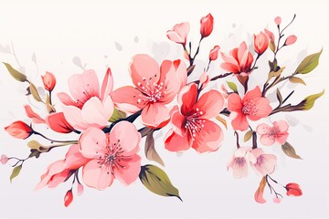 Vector of spring flowers on white background