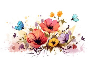 Vector of spring flowers on white background