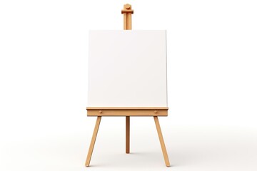 Wooden easel with blank canvas isolated on white background - obrazy, fototapety, plakaty