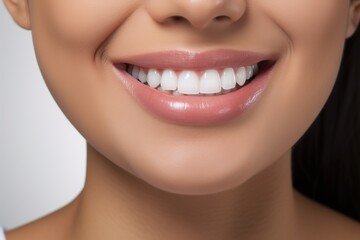 Fototapeta premium Beautiful woman showing healthy teeth