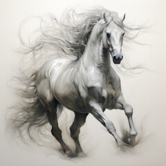 Pencil sketch horse spectral ghostly pictures Generative AI
