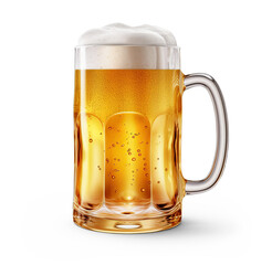 Beer mug with foam. Cut out on transparent