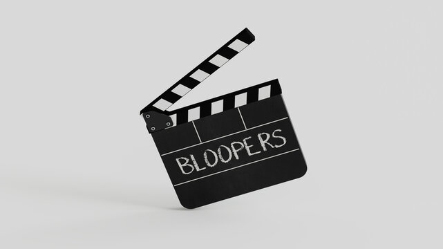 Clapper Boards with Bloopers word for outtakes mistakes wrong flubs Movie 3D Illustration 