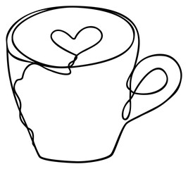Coffee Cup Continuous Line Art