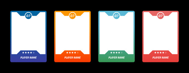 Collection of team card frames. Trade borders for online games, sports and business events. The pack of elements is applicable to hockey, football and basketball. Set of vector templates.