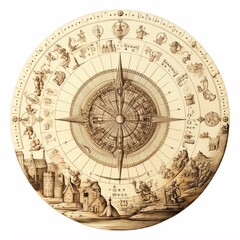 Fototapeta na wymiar Pencil sketch medieval circular weather calendar image Generative AI