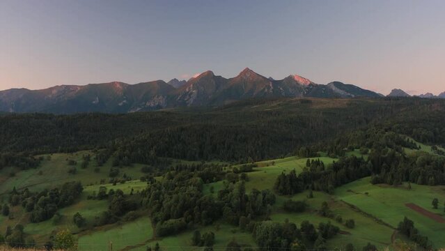 The Belianske Tatras in the first rays of the rising sun, Slovakia.