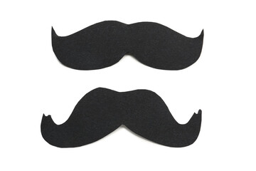 Paper mustaches on white background