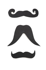 Set of paper mustaches isolated on white background