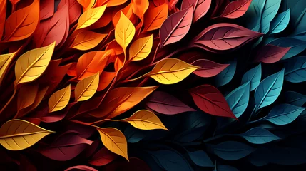 Fotobehang Abstract background with colorful leaves. 3D rendering & illustration © DesignBee