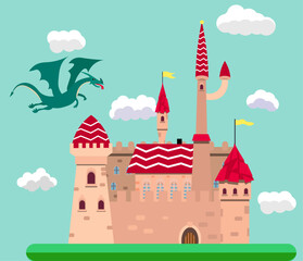 Fairy castle and flying dragon