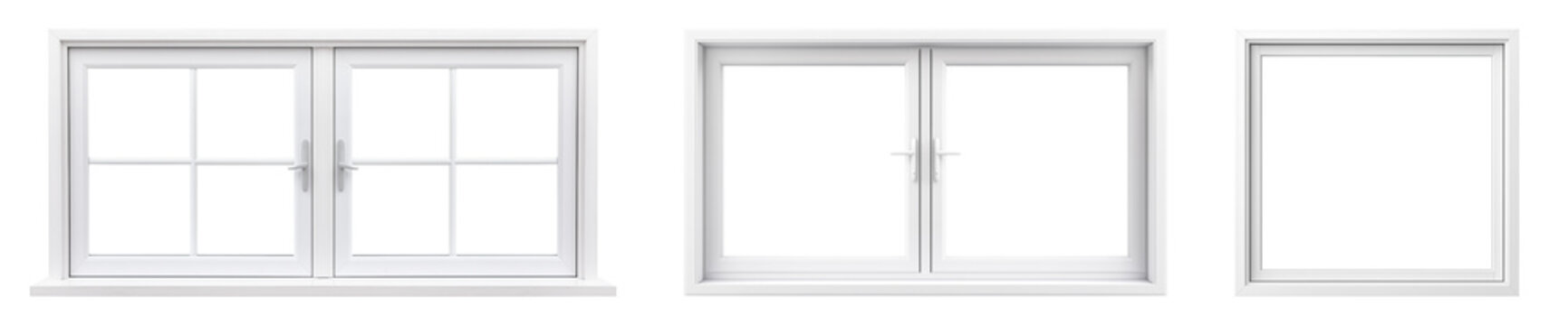 Set of different windows is cut out on a transparent background. Windows is suitable for to be inserted into a design or project.