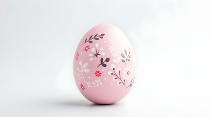 Hand Painted Easter Egg in light pink Colors on a white Background. Elegant Easter Template with Copy Space