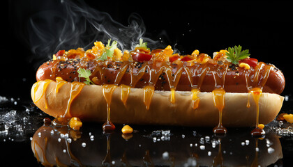 Recreation of a smoking hot dog