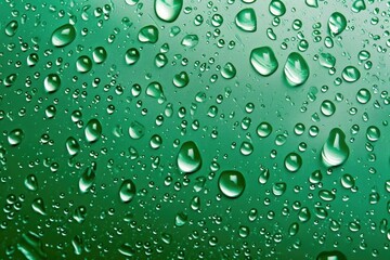 Close-Up of Water Droplets on Vibrant Green Surface