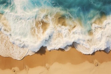 Wave with sea foam on sandy beach