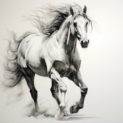 Obraz na płótnie Canvas Pencil sketch nice horse running image Generative AI