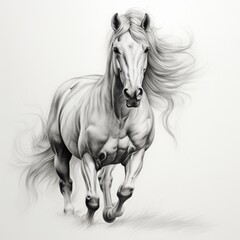 Pencil sketch nice horse stand images Generative AI