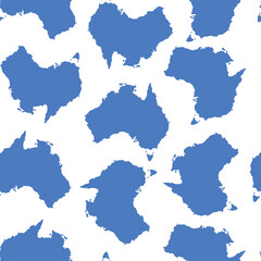 Fototapeta na wymiar Blue maps of Australia in seamless pattern on white background