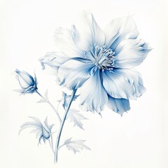 pencil sketch nice light white blue flower Generative AI