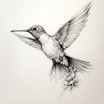 Pencil sketch nice hummingbird flying image Generative AI