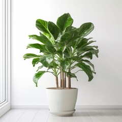 Beautiful single tree on white potted indoor houseplant images