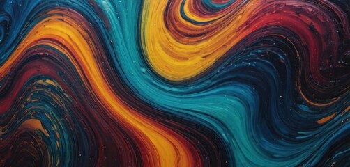  a close up of a multicolored painting with a swirly pattern in the middle of the image and a star in the middle of the image in the middle of the image.