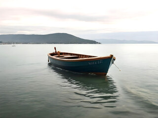 Naklejka na ściany i meble Empty Boat on the beach Ai Generated