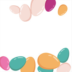 Happy Easter Banner. Pattern of eggs, flowers and twigs. For card, banner, poster, flyer, and web. Spring Festival. Vector illustration