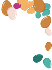 Happy Easter Banner. Pattern of eggs, flowers and twigs. For card, banner, poster, flyer, and web. Spring Festival. Vector illustration