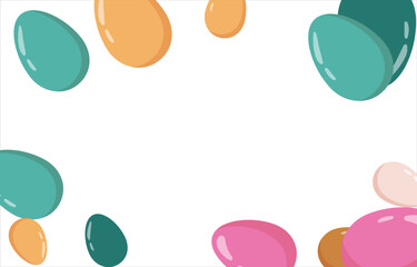 Happy Easter Banner. Pattern of eggs, flowers and twigs. For card, banner, poster, flyer, and web. Spring Festival. Vector illustration