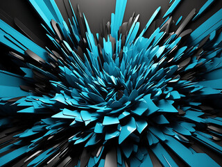 Extraordinary 3D illustration, Abstract geometric background. Explosion power design with crushing surface.