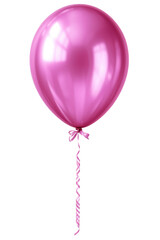 Pink metallic balloon isolated on transparent background. Generative ai.